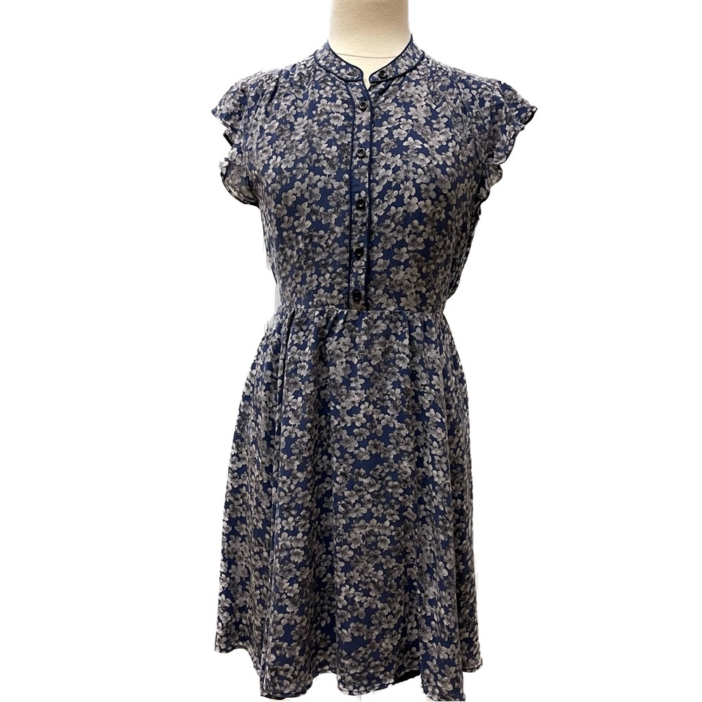 MADEWELL Silk Shirt Dress in Newsprint Floral Size 12